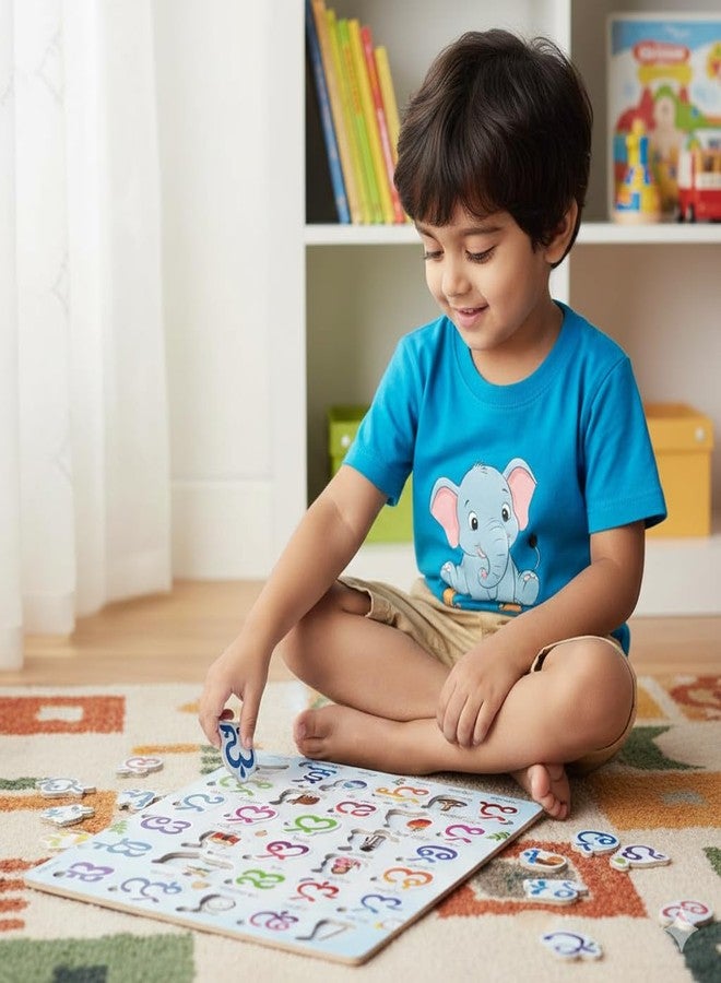 CRAFTICK Wooden Telugu Alphabet Puzzle | Telugu Varnamala Board with Swar & Vyanjan | Montessori Educational Learning Toy for Preschoolers | Aksharabhyasam Gift for Kids 3+ Years (Hallulu & Achulu) - Image 3